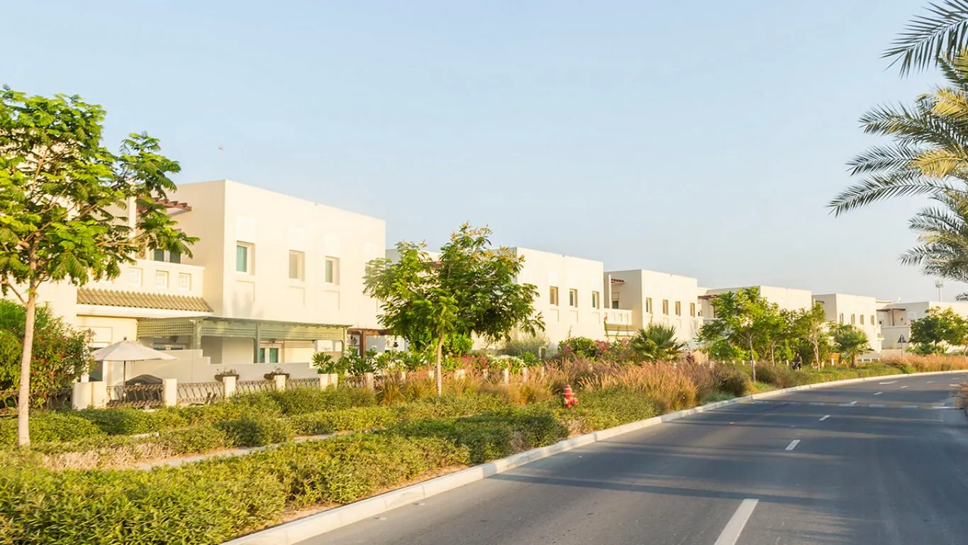 Al Furjan apartment buildings near the metro