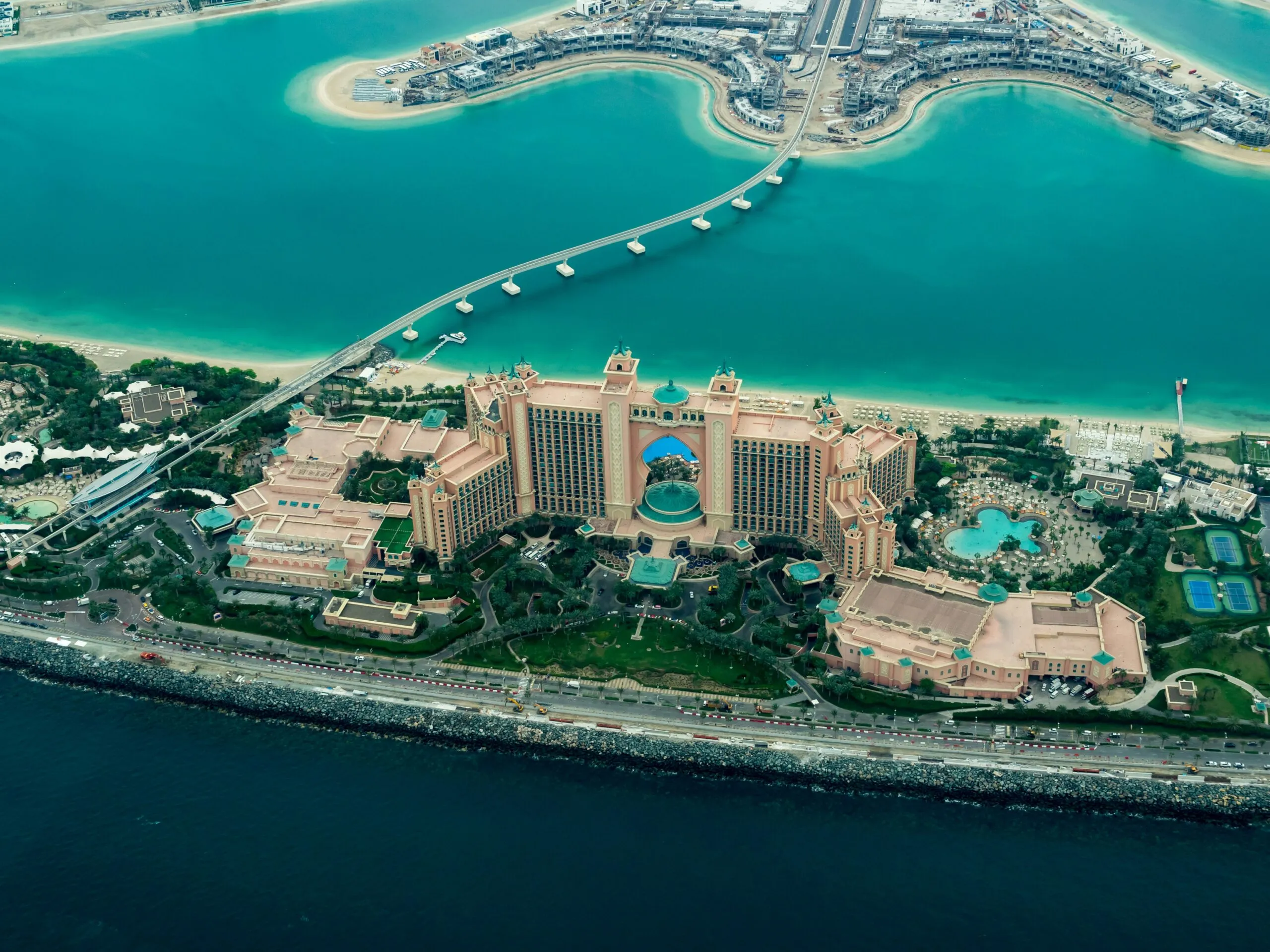 Aerial view of Palm Jumeirah, one of Dubai's premium real estate areas