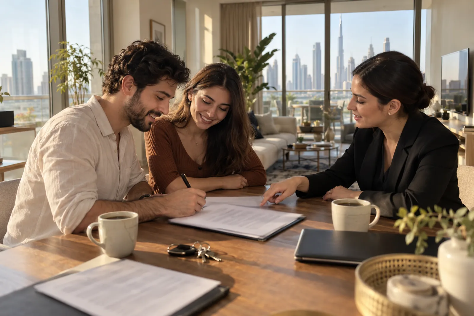 Tenants signing a tenancy contract in Dubai before Ejari registration
